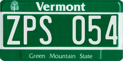 VT license plate ZPS054
