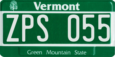 VT license plate ZPS055