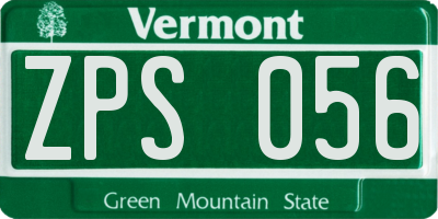 VT license plate ZPS056
