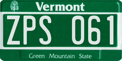 VT license plate ZPS061