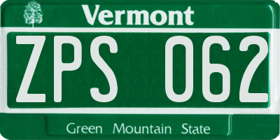 VT license plate ZPS062