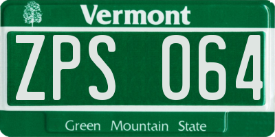 VT license plate ZPS064