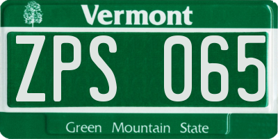 VT license plate ZPS065