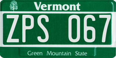 VT license plate ZPS067