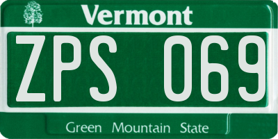 VT license plate ZPS069