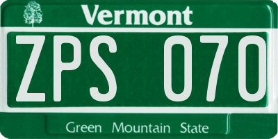 VT license plate ZPS070