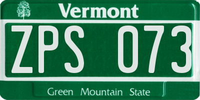 VT license plate ZPS073