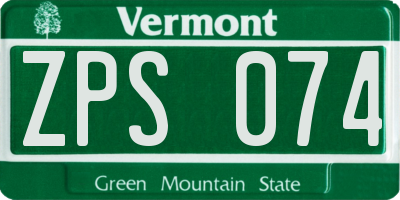 VT license plate ZPS074