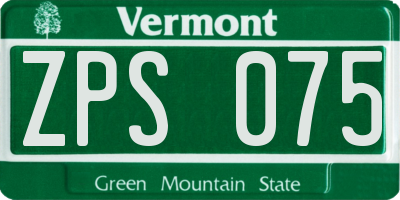 VT license plate ZPS075
