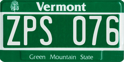 VT license plate ZPS076