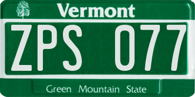 VT license plate ZPS077