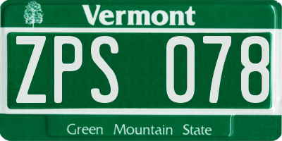 VT license plate ZPS078