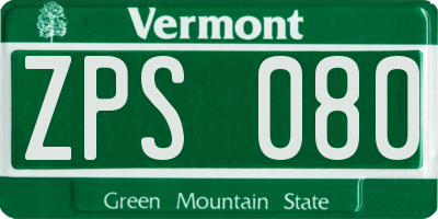 VT license plate ZPS080