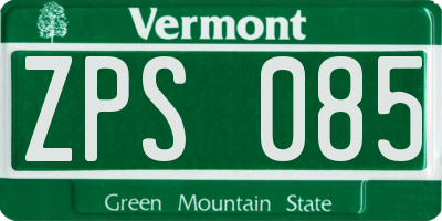 VT license plate ZPS085
