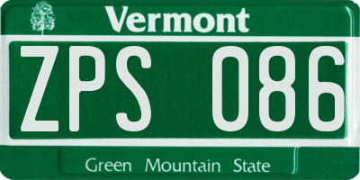 VT license plate ZPS086