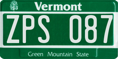 VT license plate ZPS087