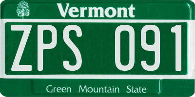 VT license plate ZPS091