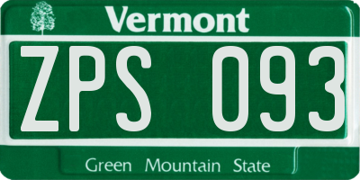 VT license plate ZPS093