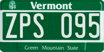 VT license plate ZPS095