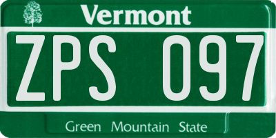 VT license plate ZPS097