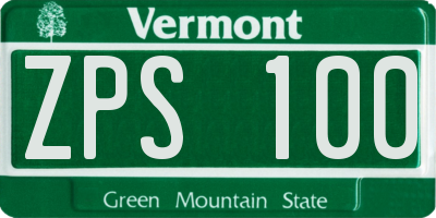 VT license plate ZPS100