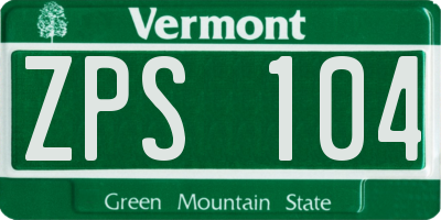 VT license plate ZPS104