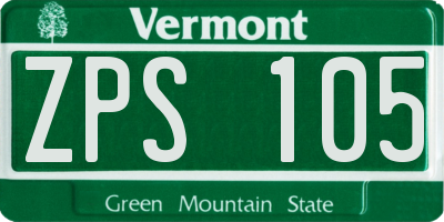 VT license plate ZPS105