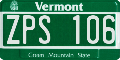 VT license plate ZPS106