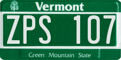 VT license plate ZPS107
