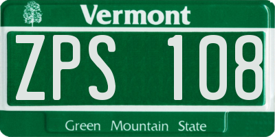 VT license plate ZPS108