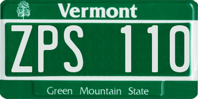 VT license plate ZPS110