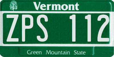 VT license plate ZPS112