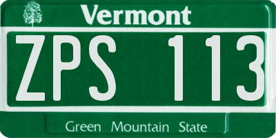 VT license plate ZPS113