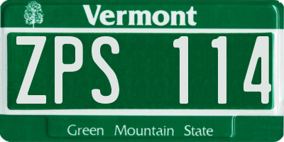 VT license plate ZPS114