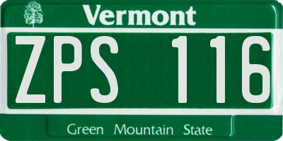 VT license plate ZPS116