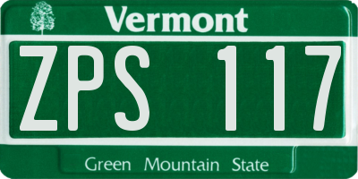 VT license plate ZPS117