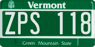 VT license plate ZPS118