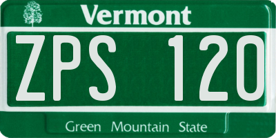 VT license plate ZPS120