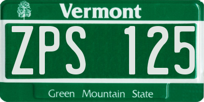 VT license plate ZPS125