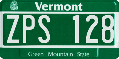 VT license plate ZPS128