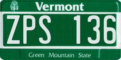 VT license plate ZPS136