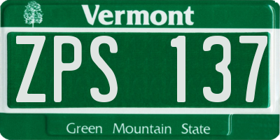 VT license plate ZPS137