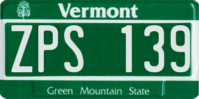 VT license plate ZPS139