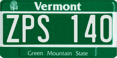 VT license plate ZPS140