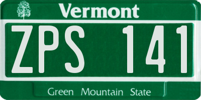 VT license plate ZPS141