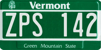 VT license plate ZPS142