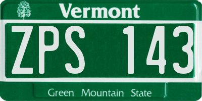 VT license plate ZPS143