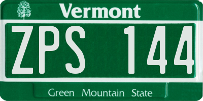 VT license plate ZPS144