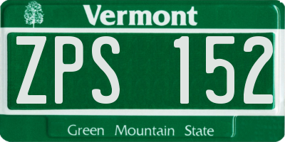 VT license plate ZPS152