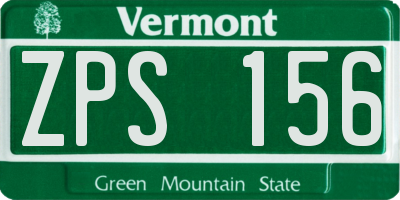 VT license plate ZPS156